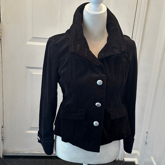Michael Kors Women’s Military Style Black Velvet Waist Jacket w/ Pockets Size PM - Picture 10 of 13